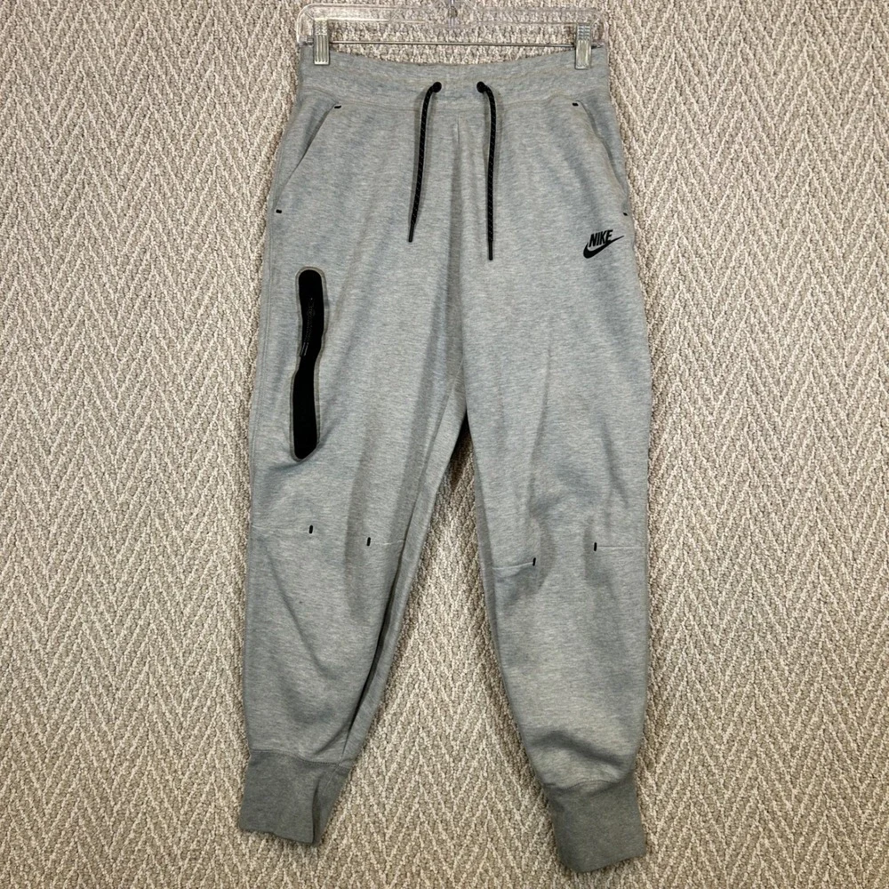 Nike Tech Joggers Womens Small Gray Fleece Heather Tapered Sweatpants CW4292-063